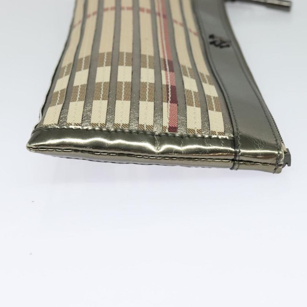 BURBERRY Nova Check Clutch Bag PVC Beige Gold Auth bs23425 - Picture 4 of 16